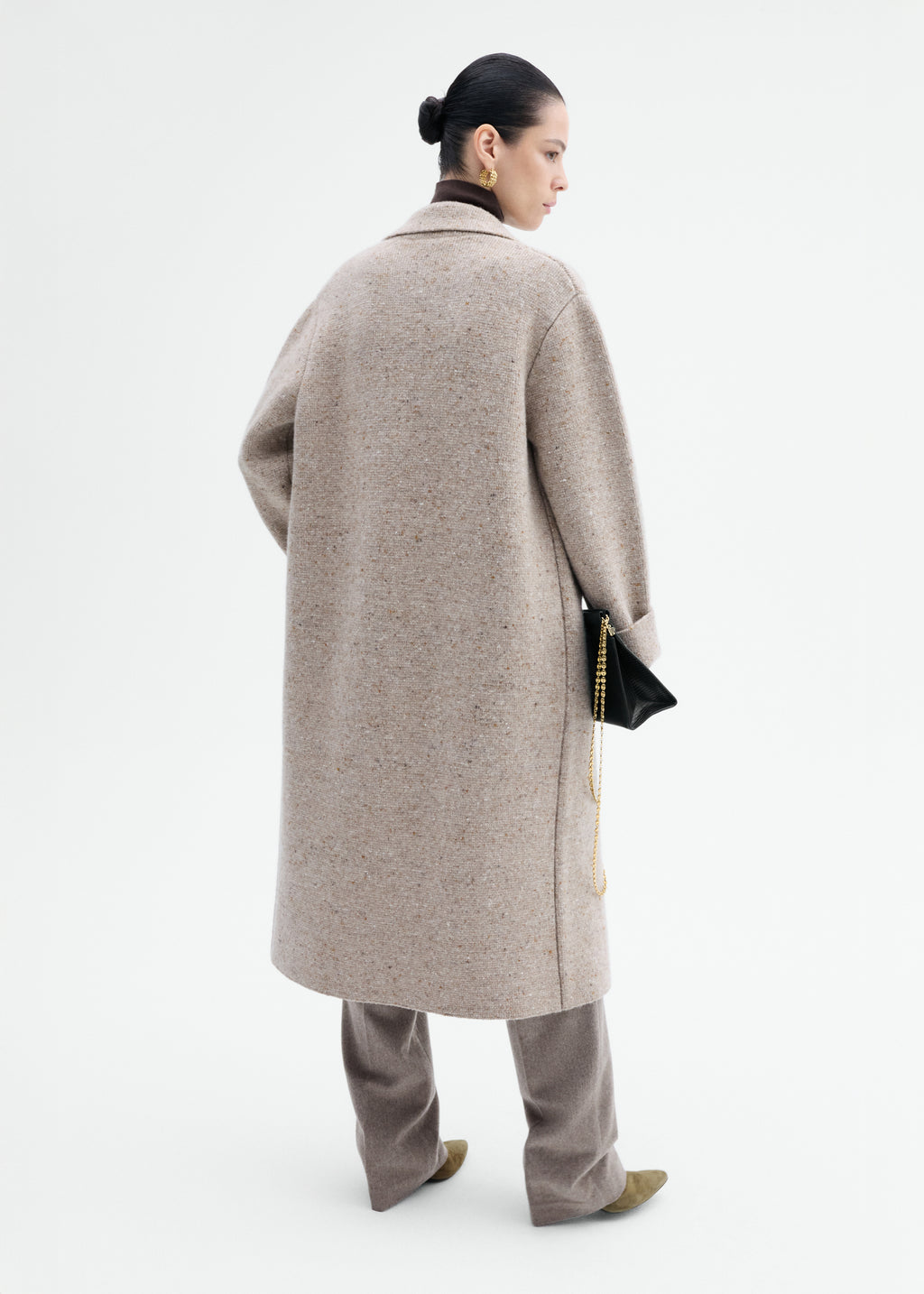 Sweater Coat in Wool Cashmere Tweed - Antelope - CO