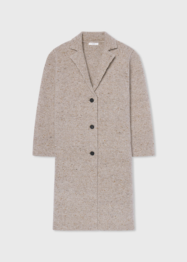 Sweater Coat in Wool Cashmere Tweed - Antelope - CO