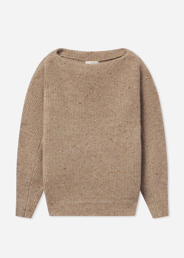 Boatneck Sweater in Cashmere Blend - Antelope, image 4 of 4