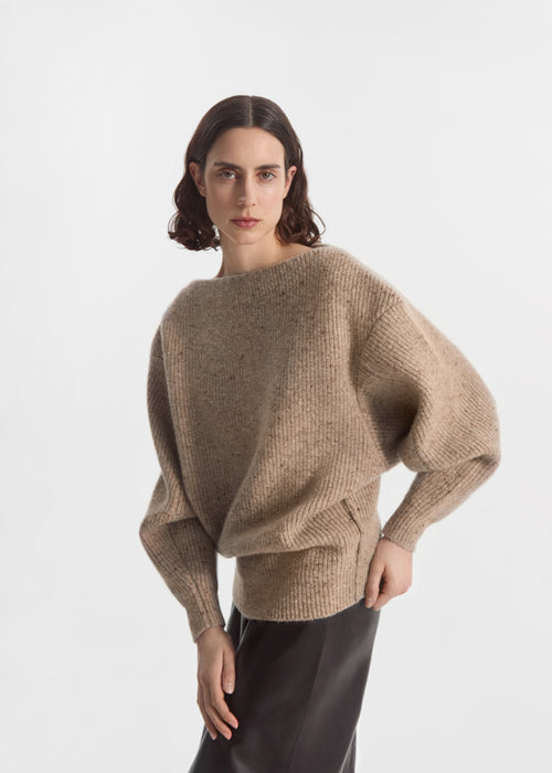 Boatneck Sweater in Cashmere Blend - Antelope, image 1 of 4