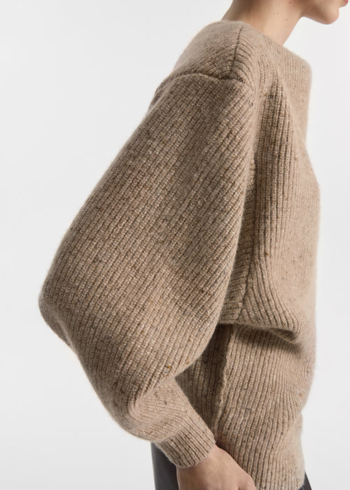 Boatneck Sweater in Cashmere Blend - Antelope, image 2 of 4