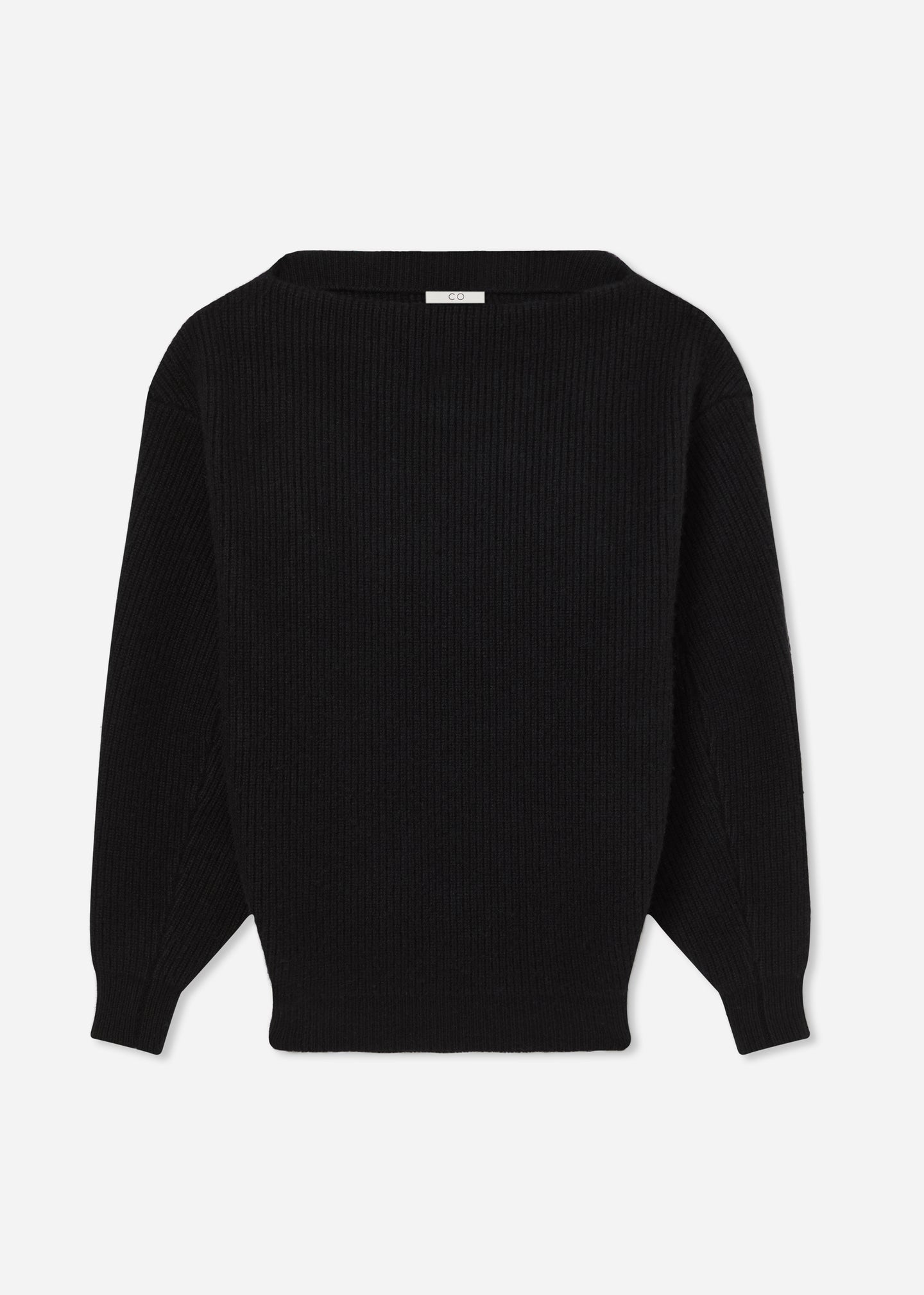 Oversized Boatneck Sweater in Wool Cashmere - Black - CO