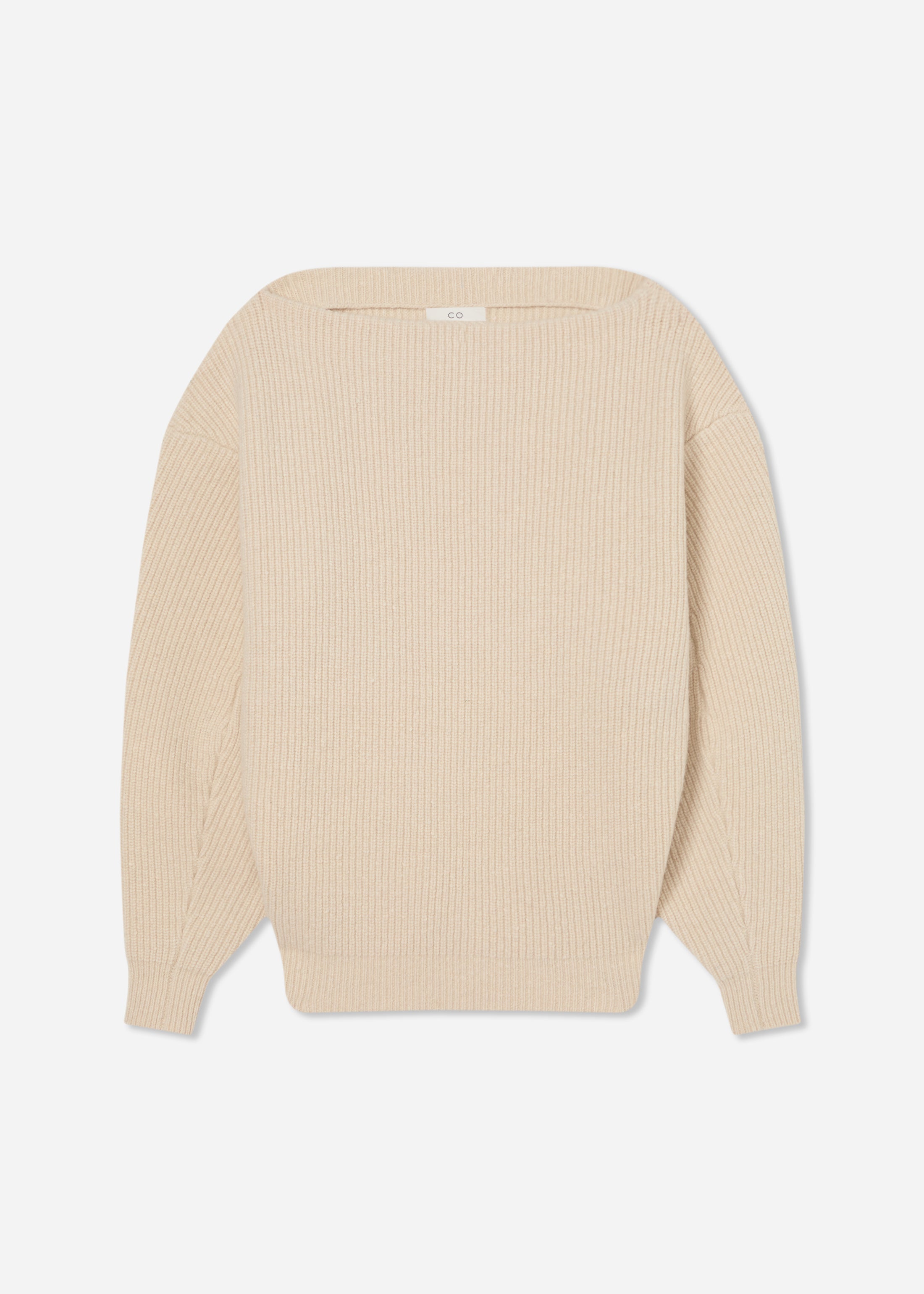 Oversized Boatneck Sweater in Wool Cashmere - Ivory