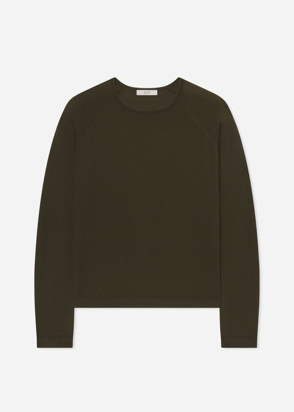 Raglan Sweater in Fine Cashmere - Olive - CO