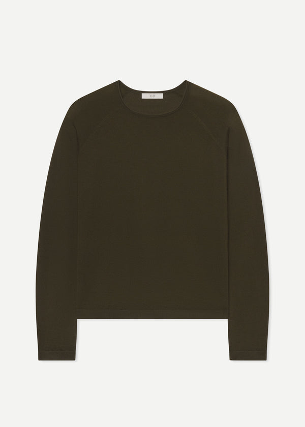 Raglan Sweater in Fine Cashmere - Olive - CO