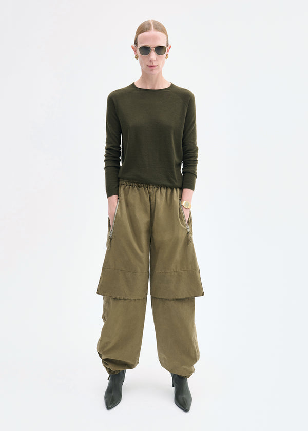 Raglan Sweater in Fine Cashmere - Olive - CO