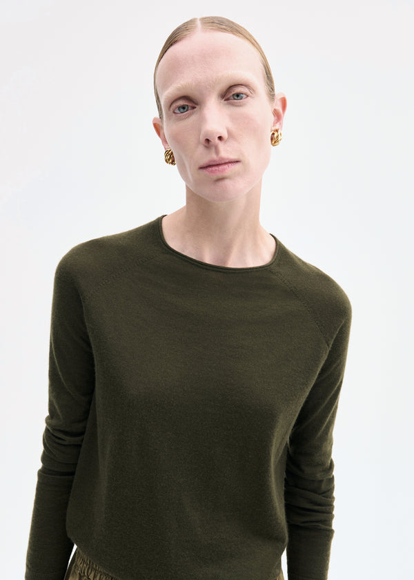 Raglan Sweater in Fine Cashmere - Olive - CO