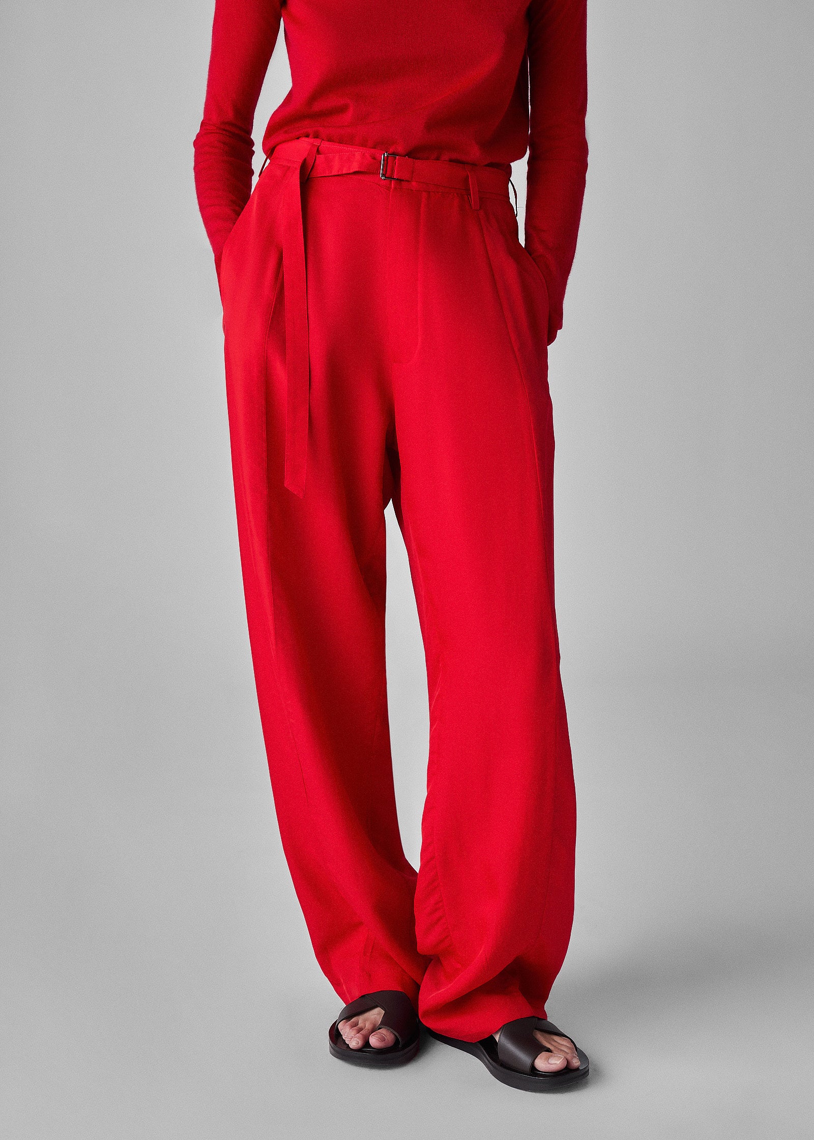 Drop Waist Evening Trouser - Red