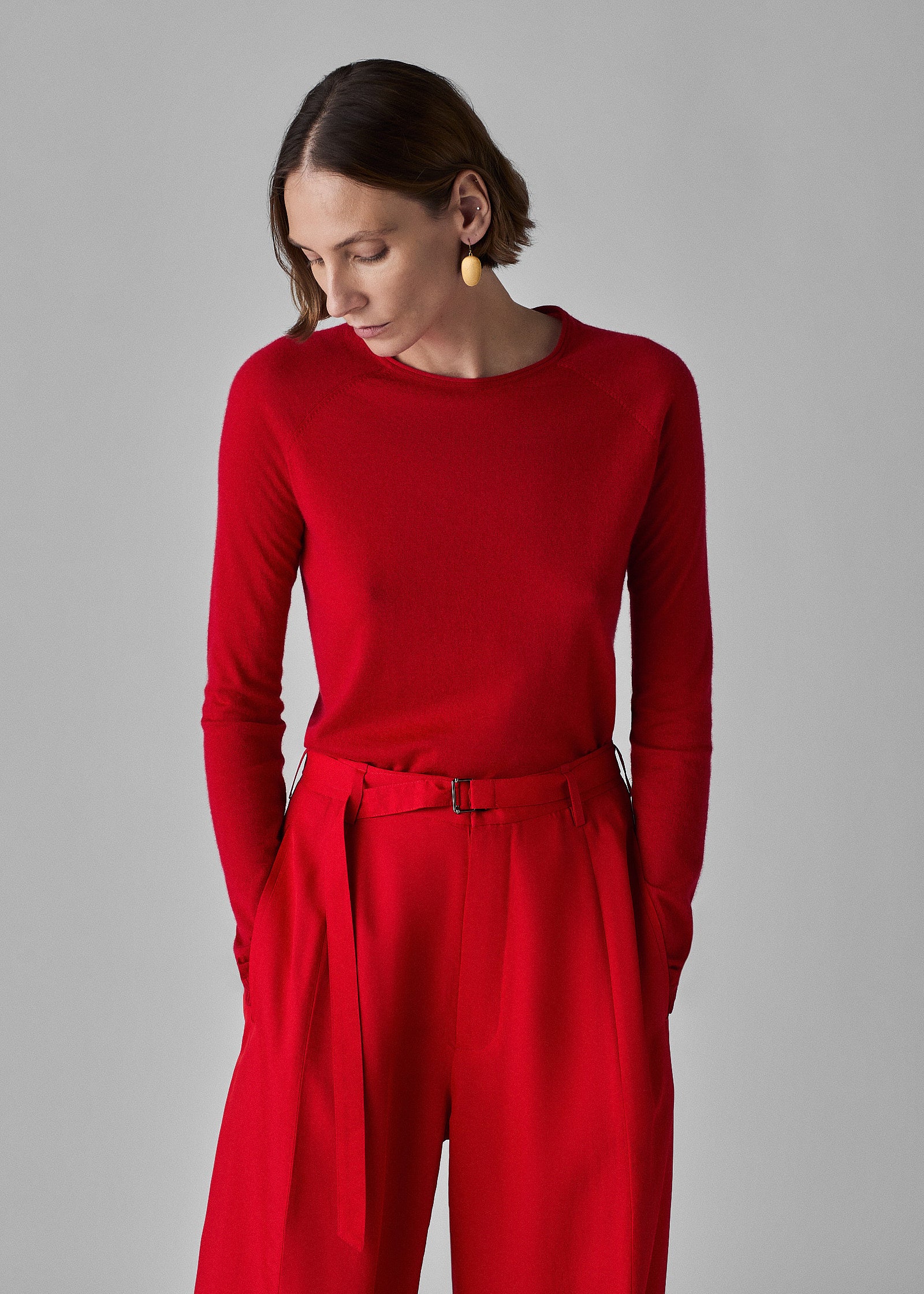 Drop Waist Evening Trouser - Red