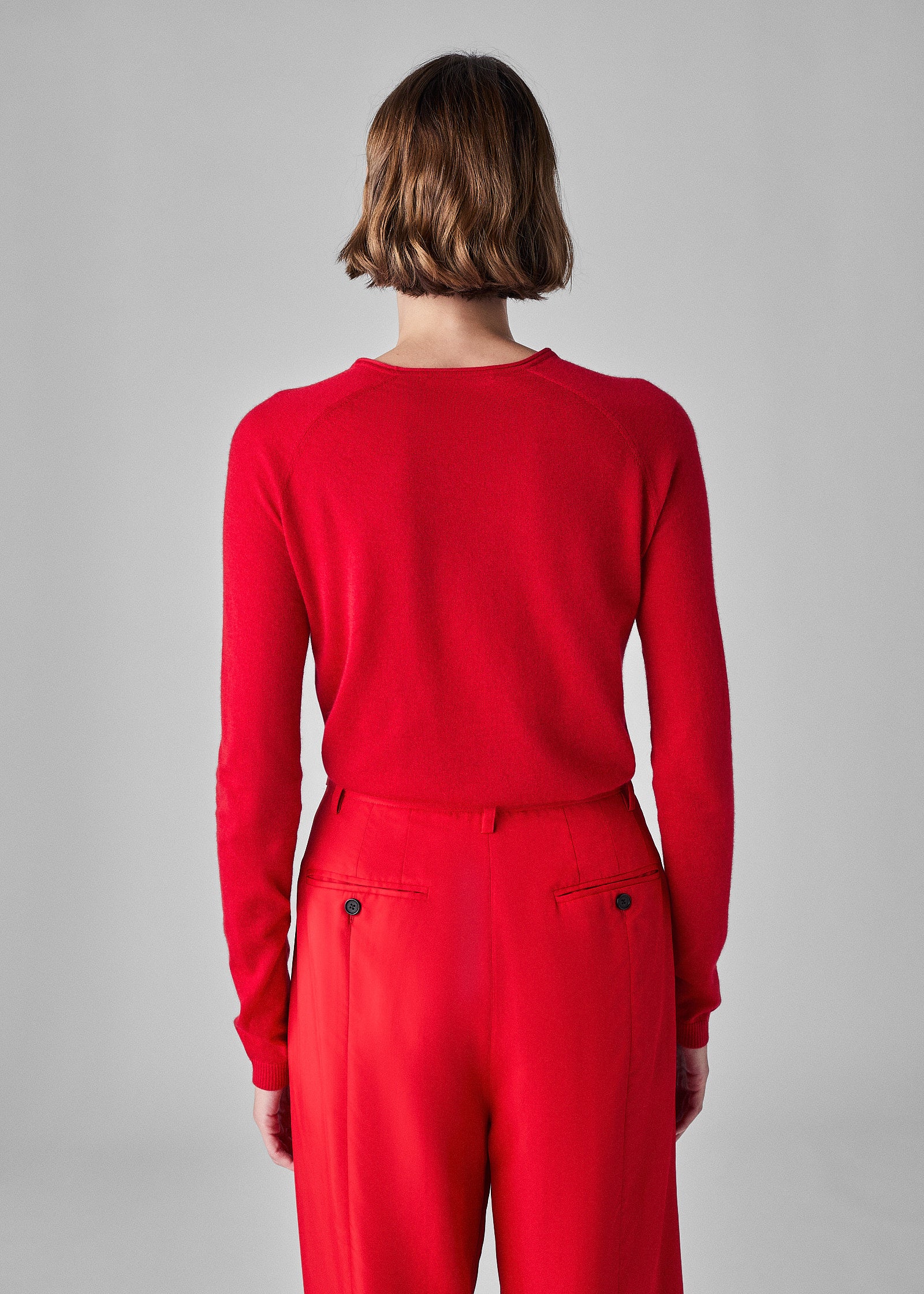 Raglan Crew in Fine Cashmere - Red