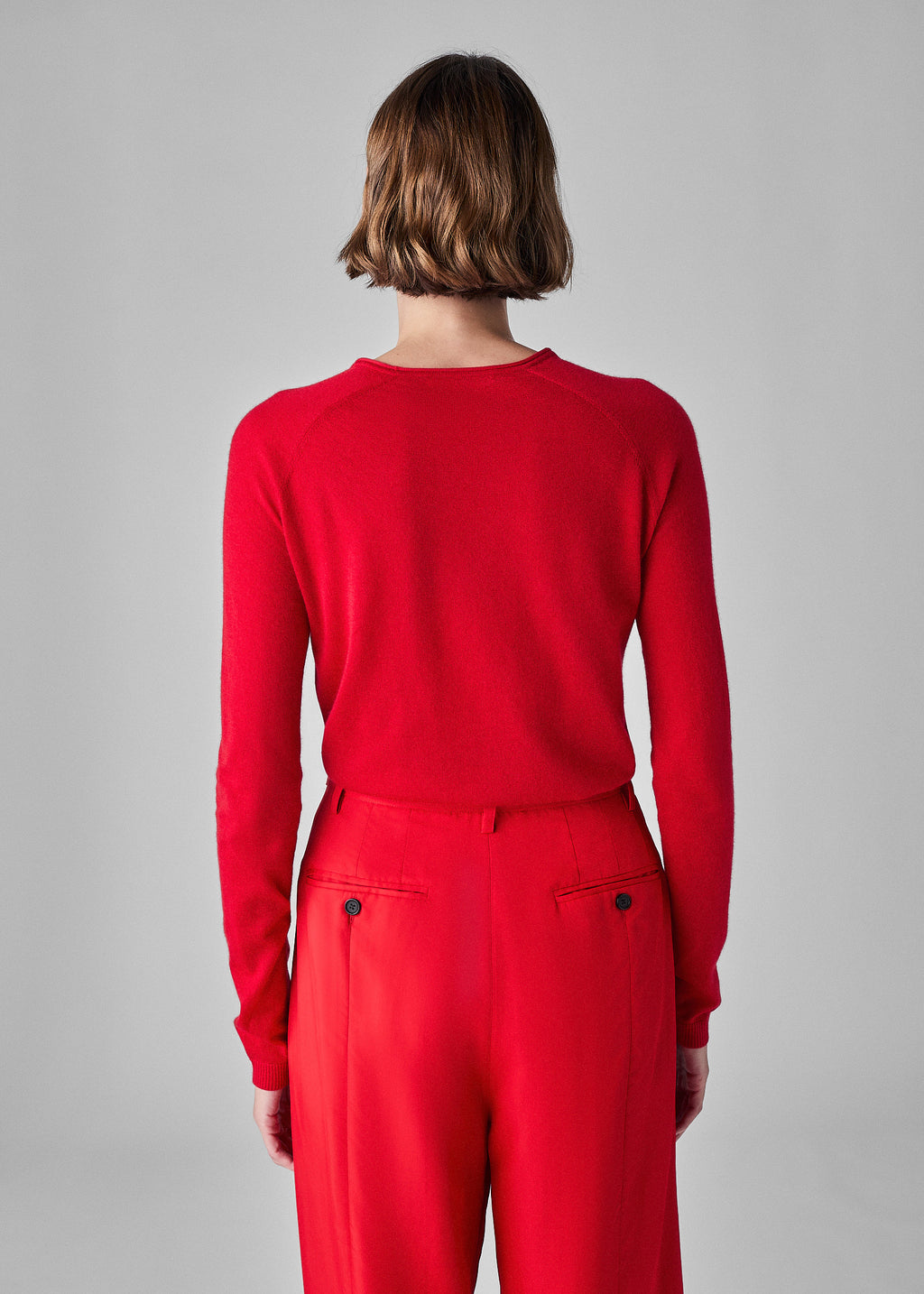 Raglan Crew in Fine Cashmere - Red - CO