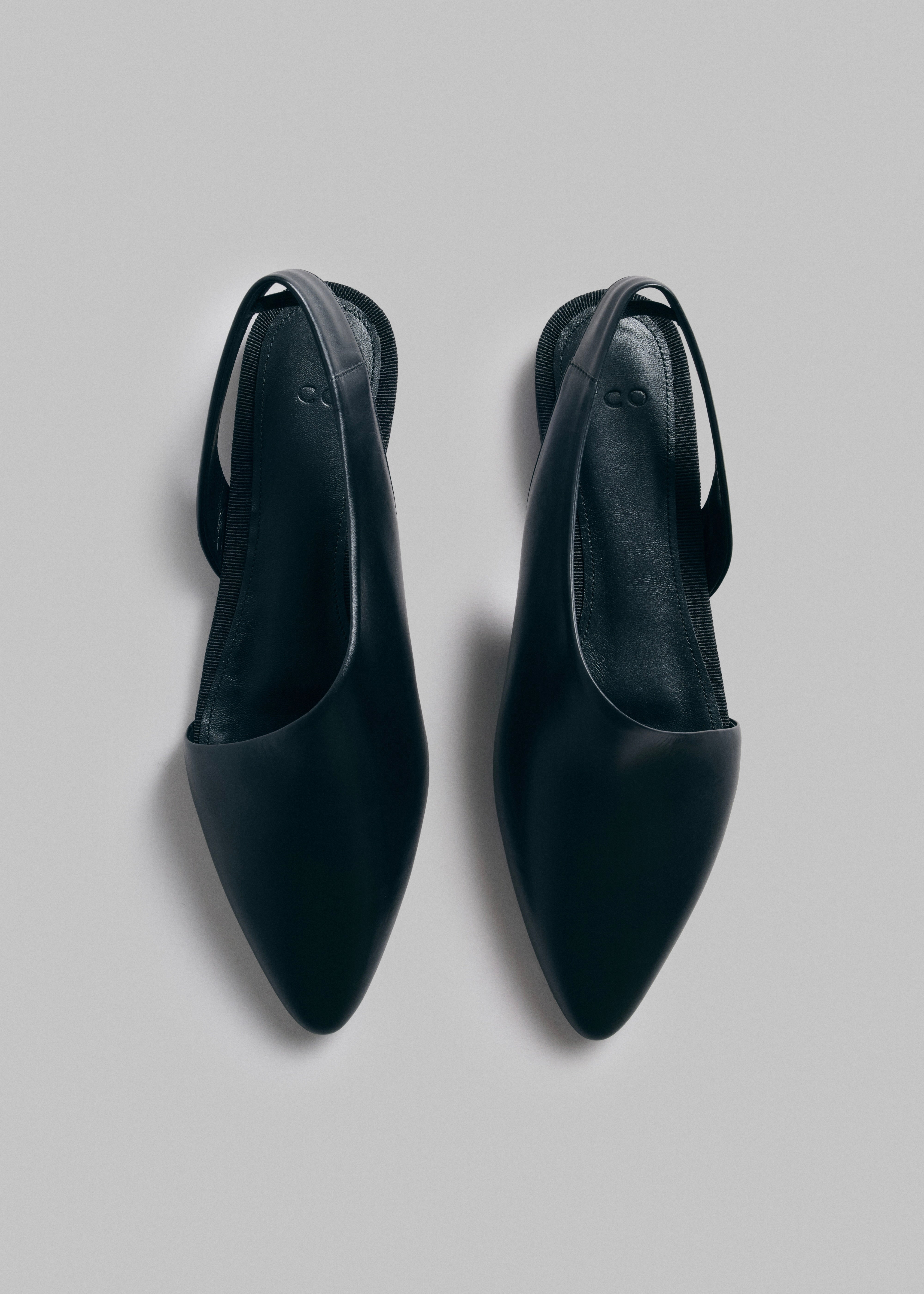 Slingback Flat in Leather - Black - CO Collections