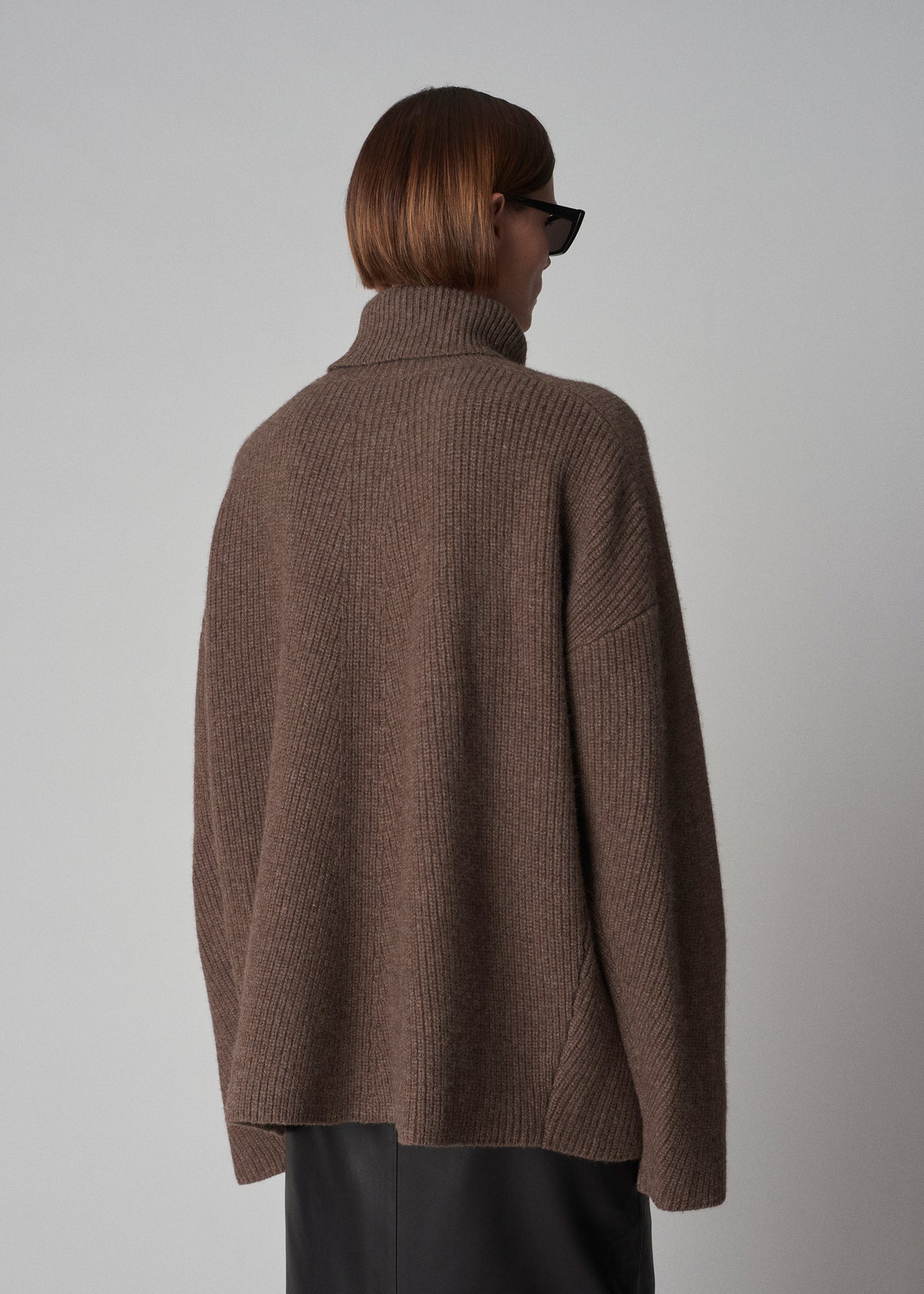 Turtleneck Sweater in Yak Wool - Brown Melange