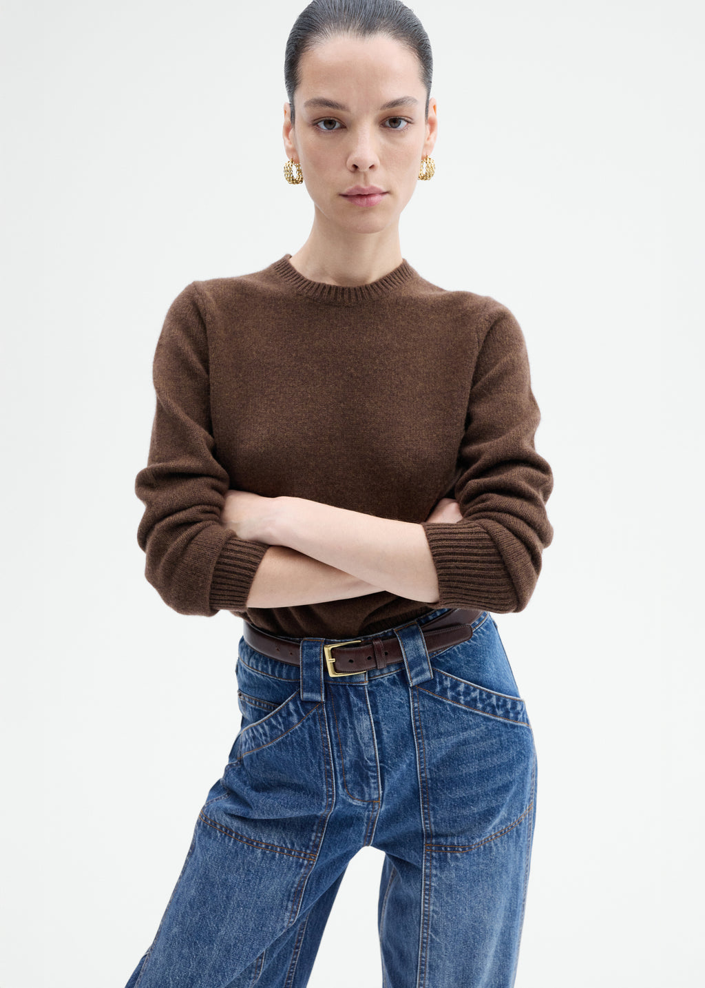 Crew Sweater in Cashmere - Brown - CO