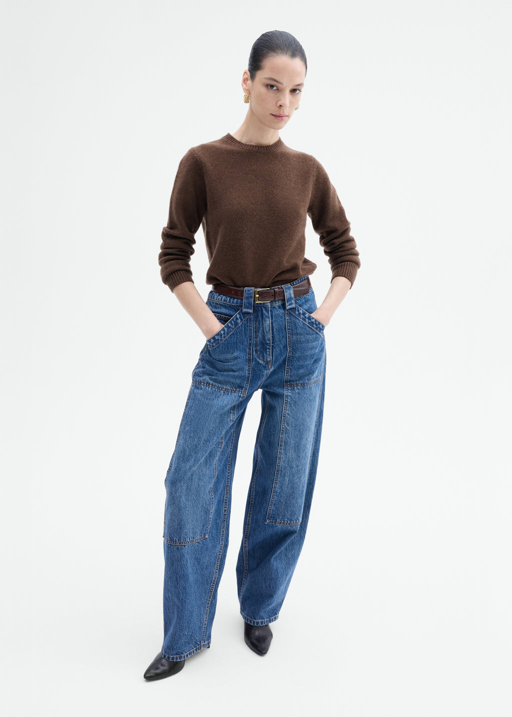 Crew Sweater in Cashmere - Brown - CO