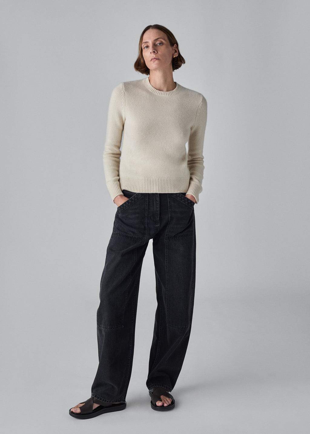 Classic Crew Sweater  in Cashmere - Ivory - CO