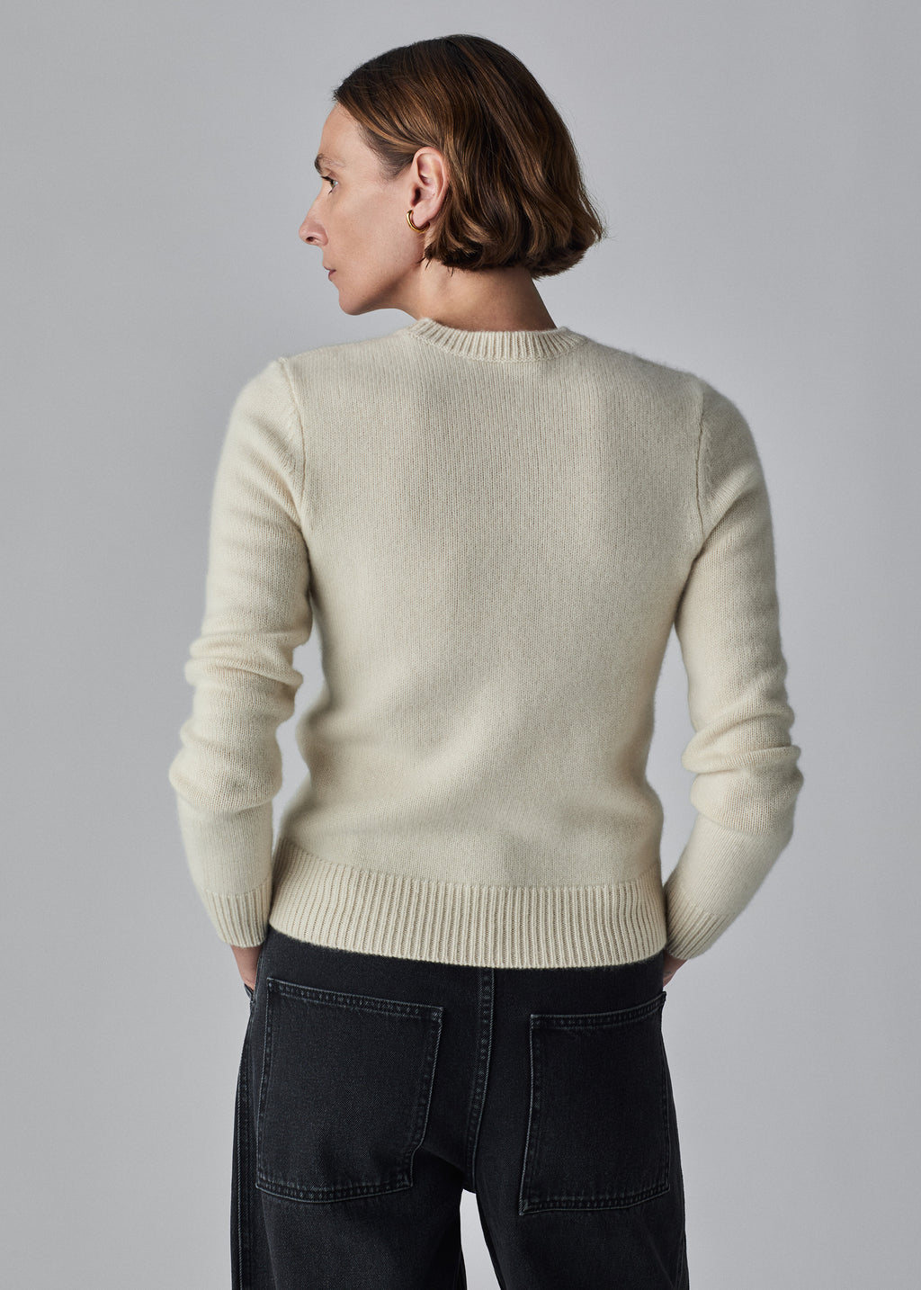 Classic Crew Sweater  in Cashmere - Ivory - CO