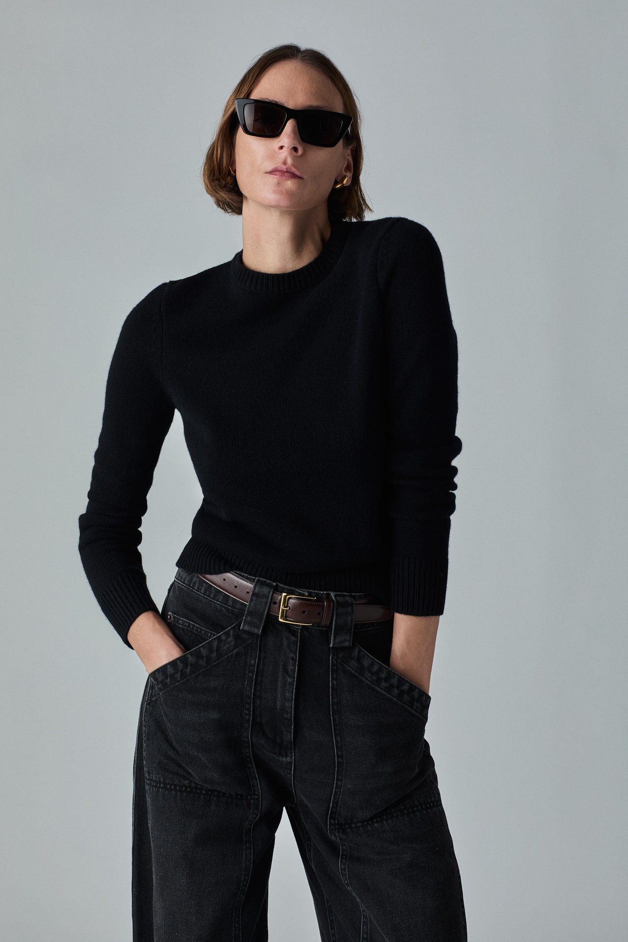 Classic Crew Neck in Cashmere - Black - CO