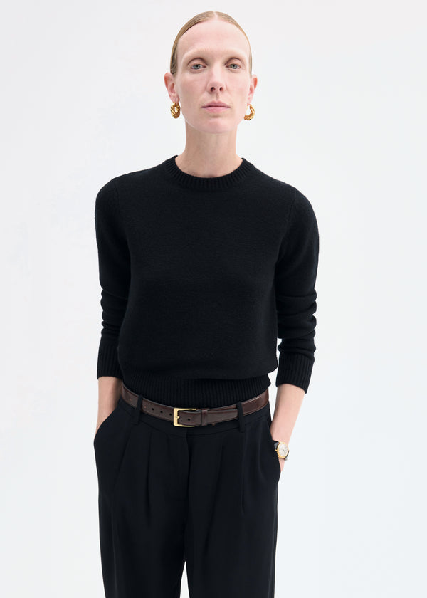 Crew Sweater in Cashmere - Black - CO
