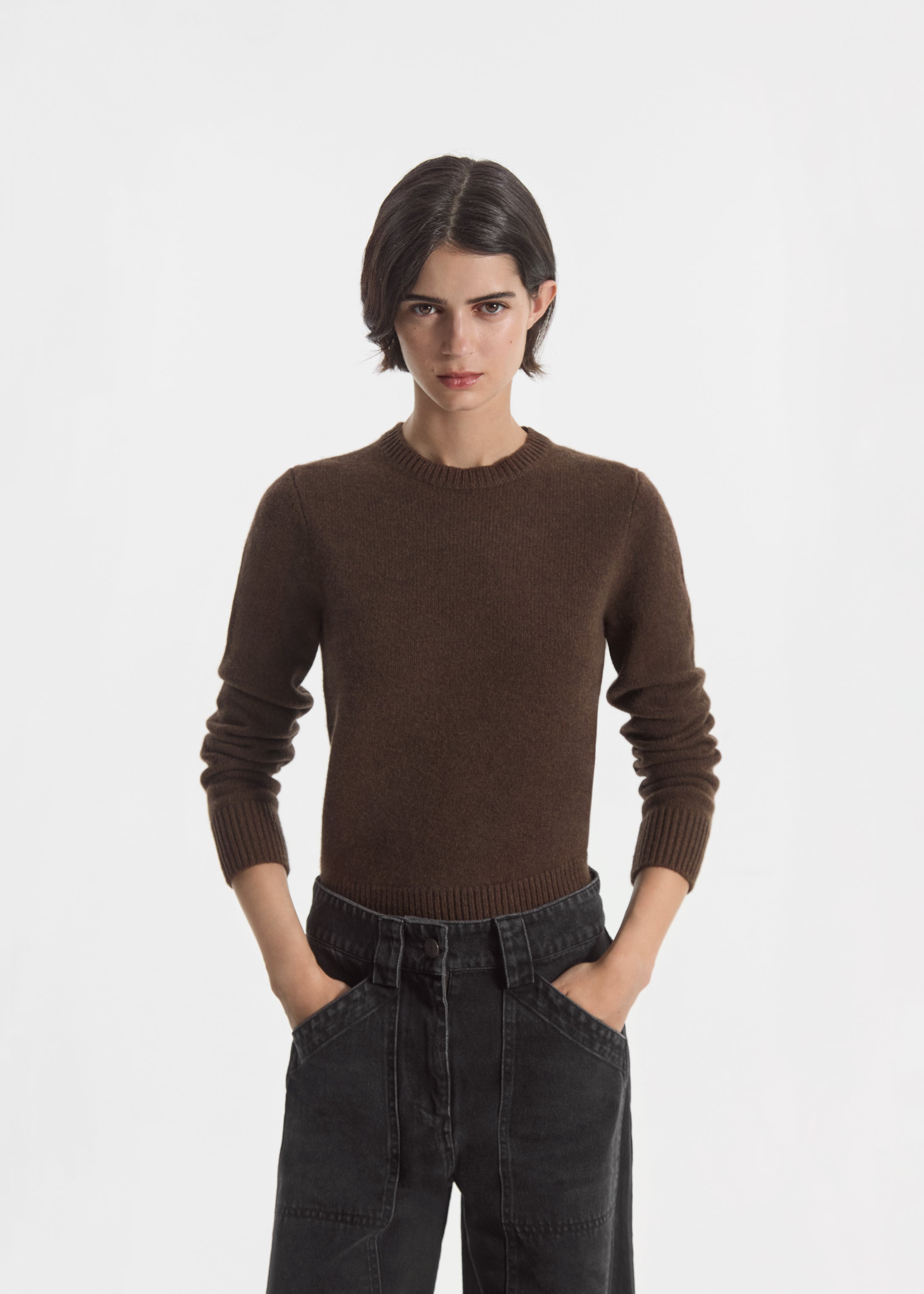 Crew Sweater in Cashmere - Brown