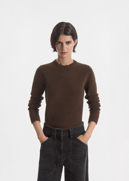 Crew Sweater in Cashmere - Brown, image 1 of 3