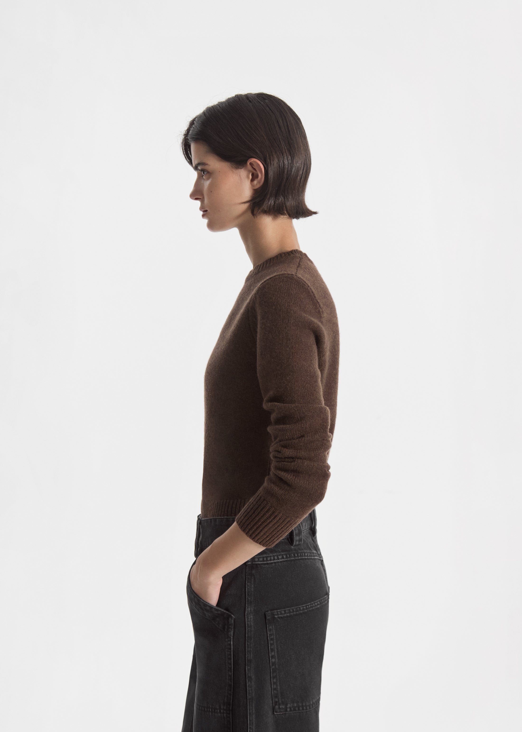 Crew Sweater in Cashmere - Brown