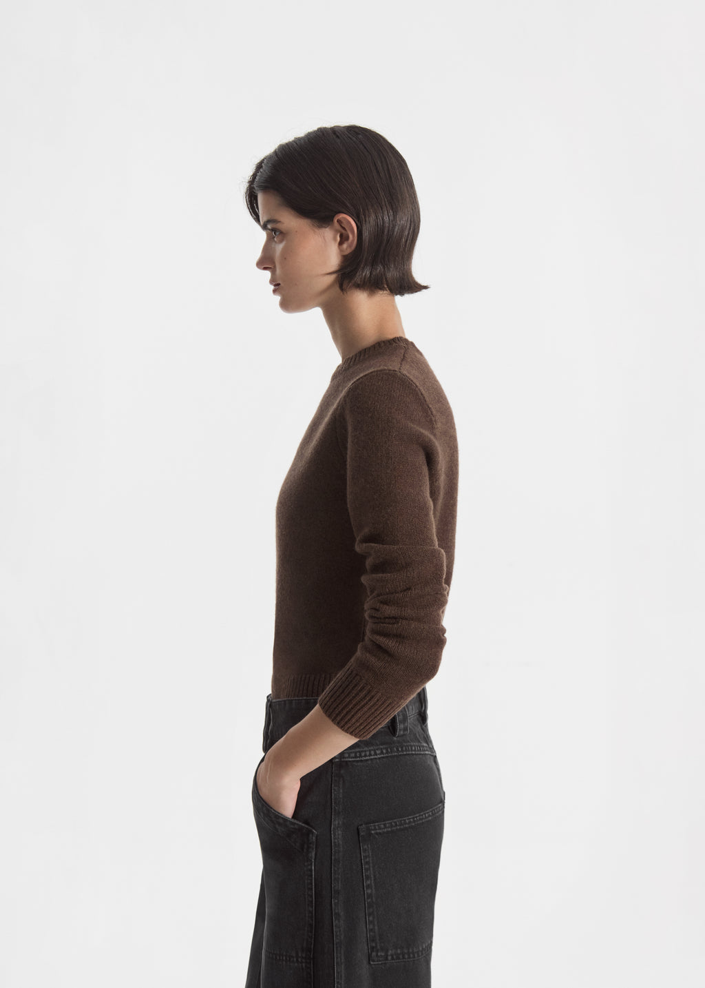 Crew Sweater in Cashmere - Brown - CO