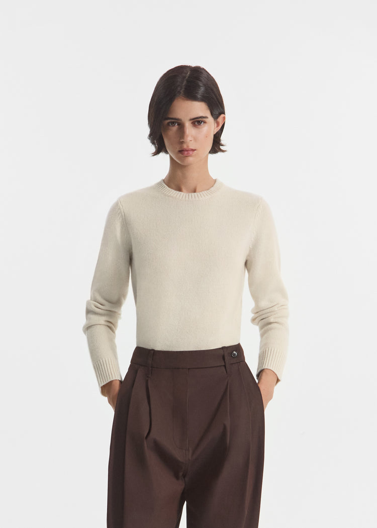 Crew Sweater in Cashmere - Wheat, image 1 of 3