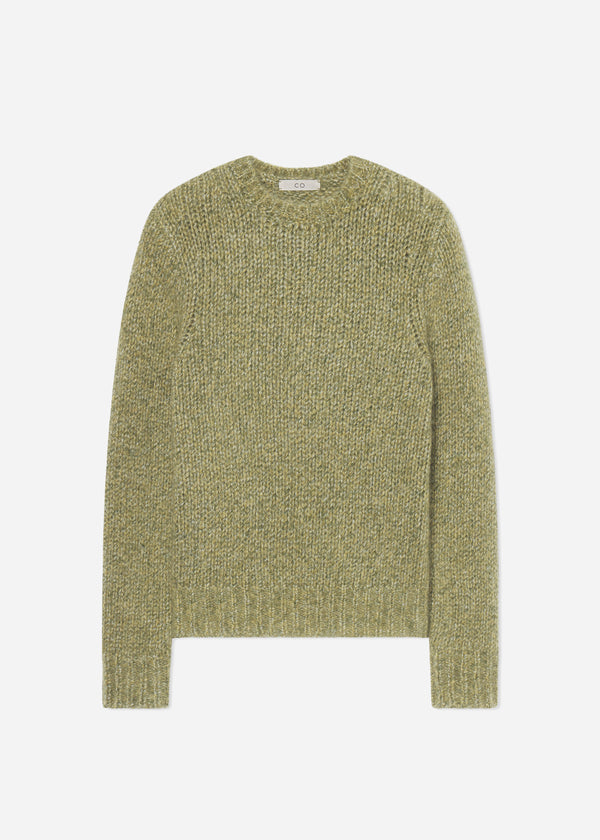 Fitted Crew Sweater in Cashmere Silk - Mossy - CO