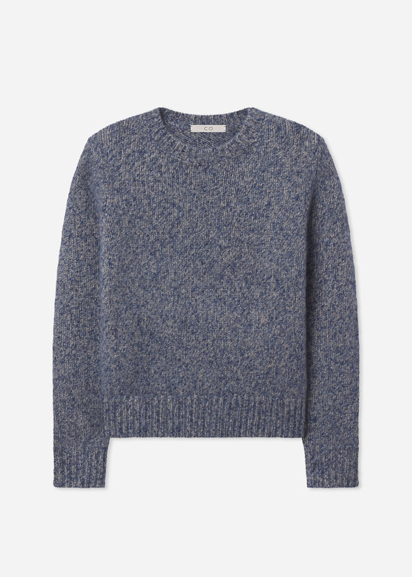 Long Sleeve Crewneck in Cashmere - Blue Melange - CO