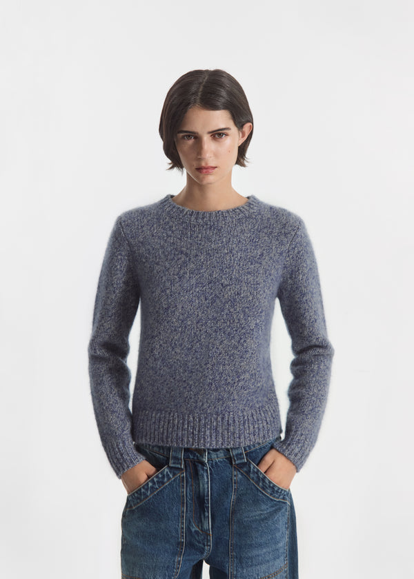 Long Sleeve Crewneck in Cashmere - Blue Melange - CO