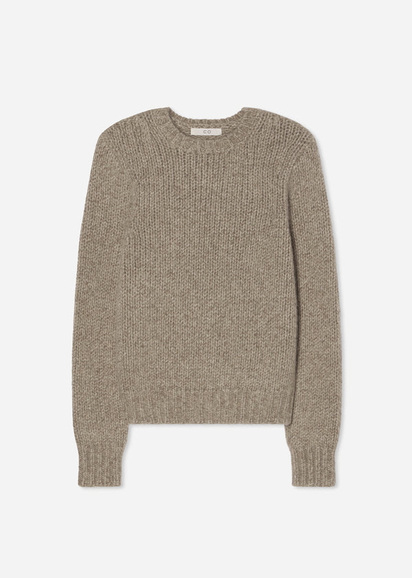 Fitted Crew Sweater in Cashmere - Hickory - CO