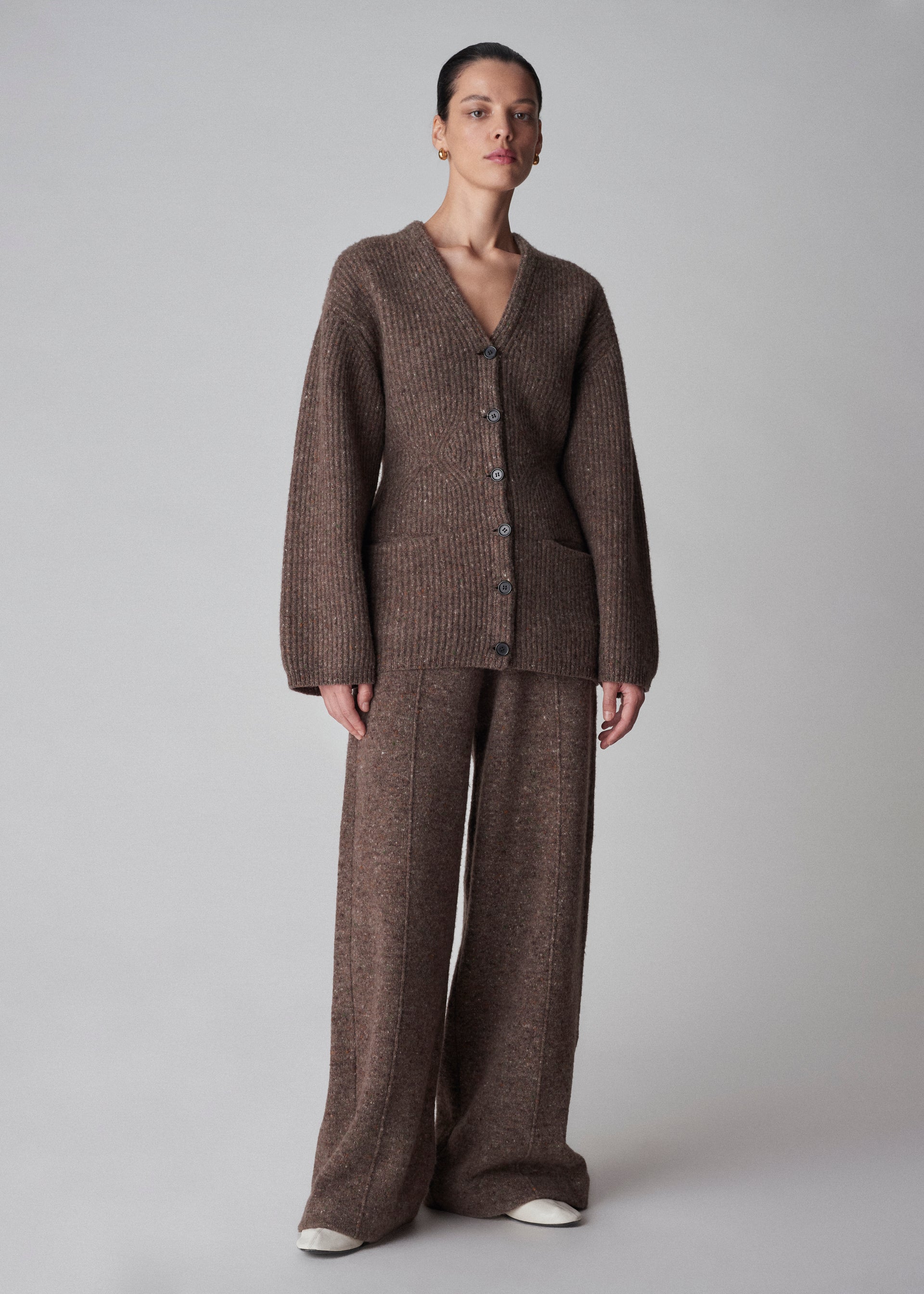 Pull Up Pant in Tweed Knit - Brown Melange - CO