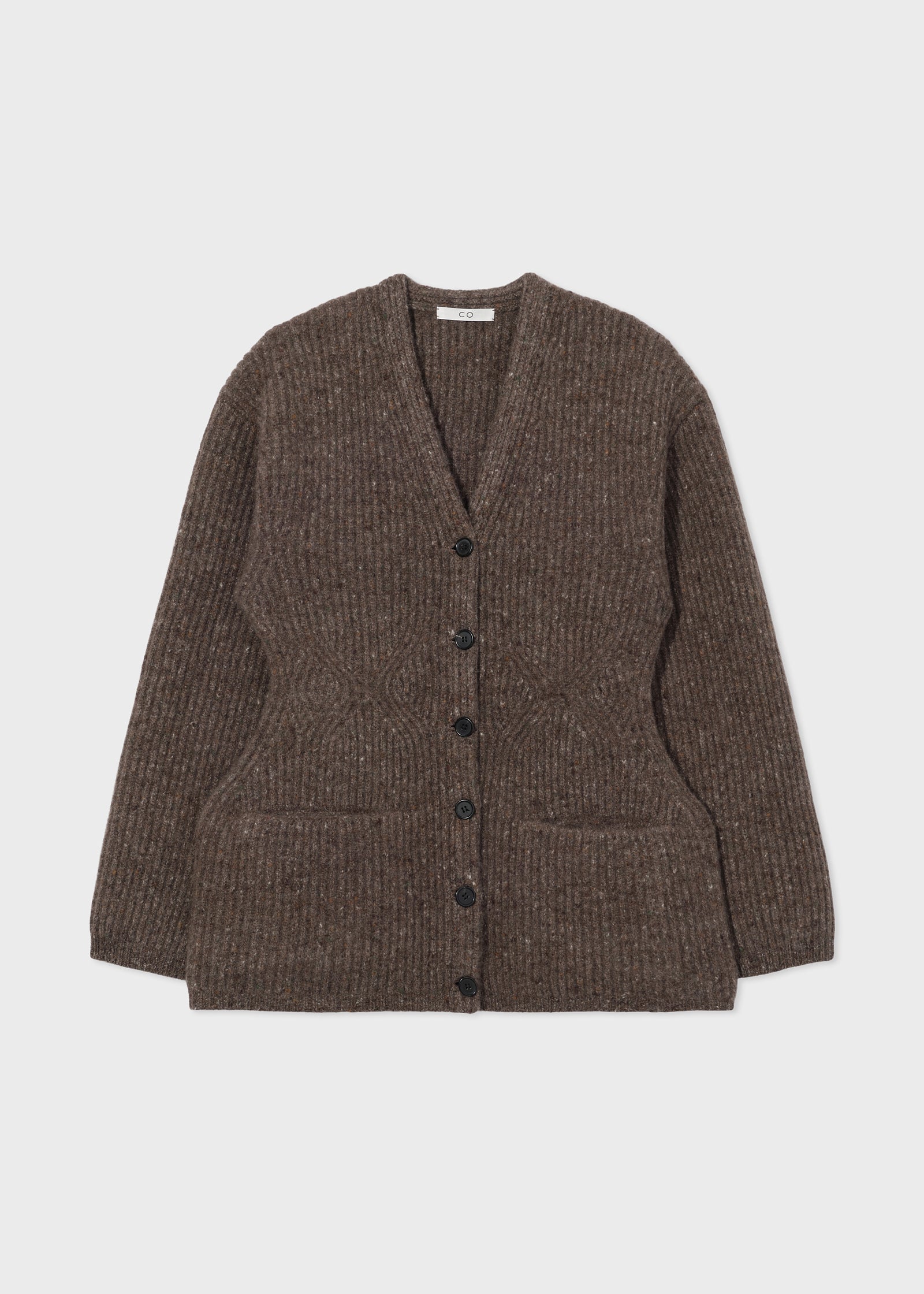 Hourglass Cardigan in Tweed Knit - Brown Melange