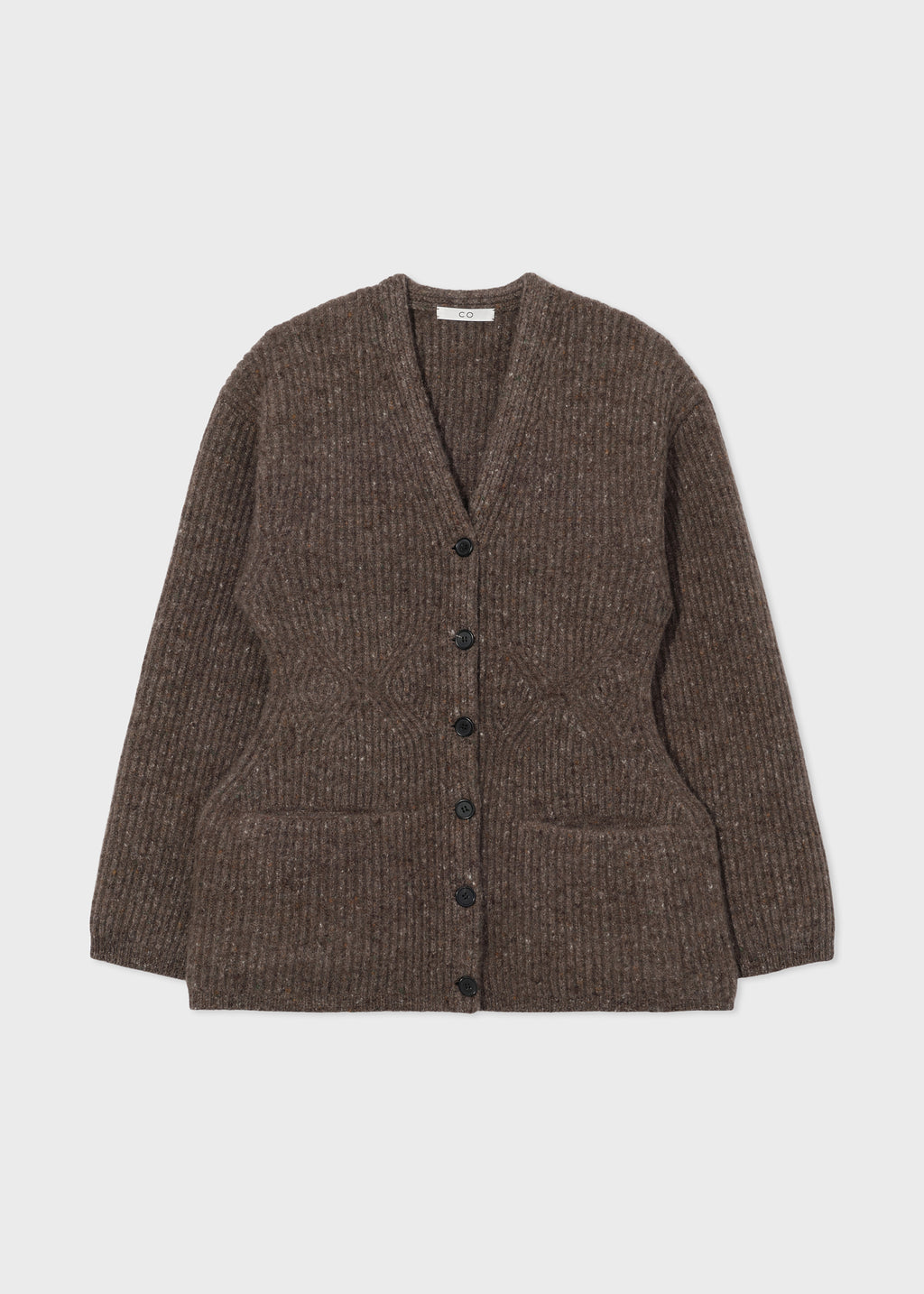 Hourglass Cardigan in Tweed Knit - Brown Melange - CO