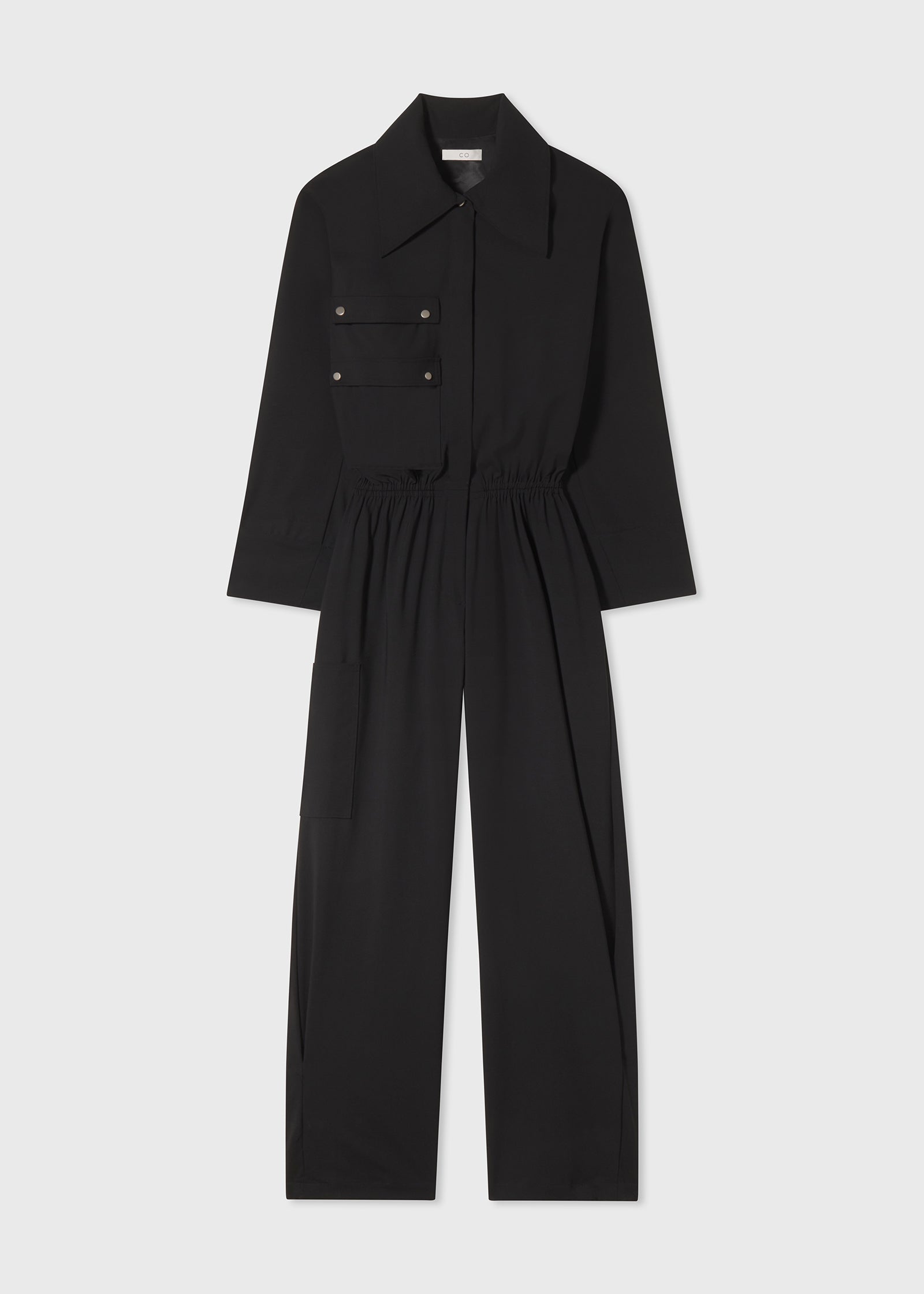 Aviator Jumpsuit in Virgin Wool - Black