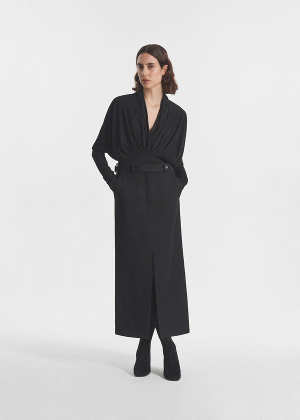 Gathered Bodysuit in Jersey - Black, image 1 of 5
