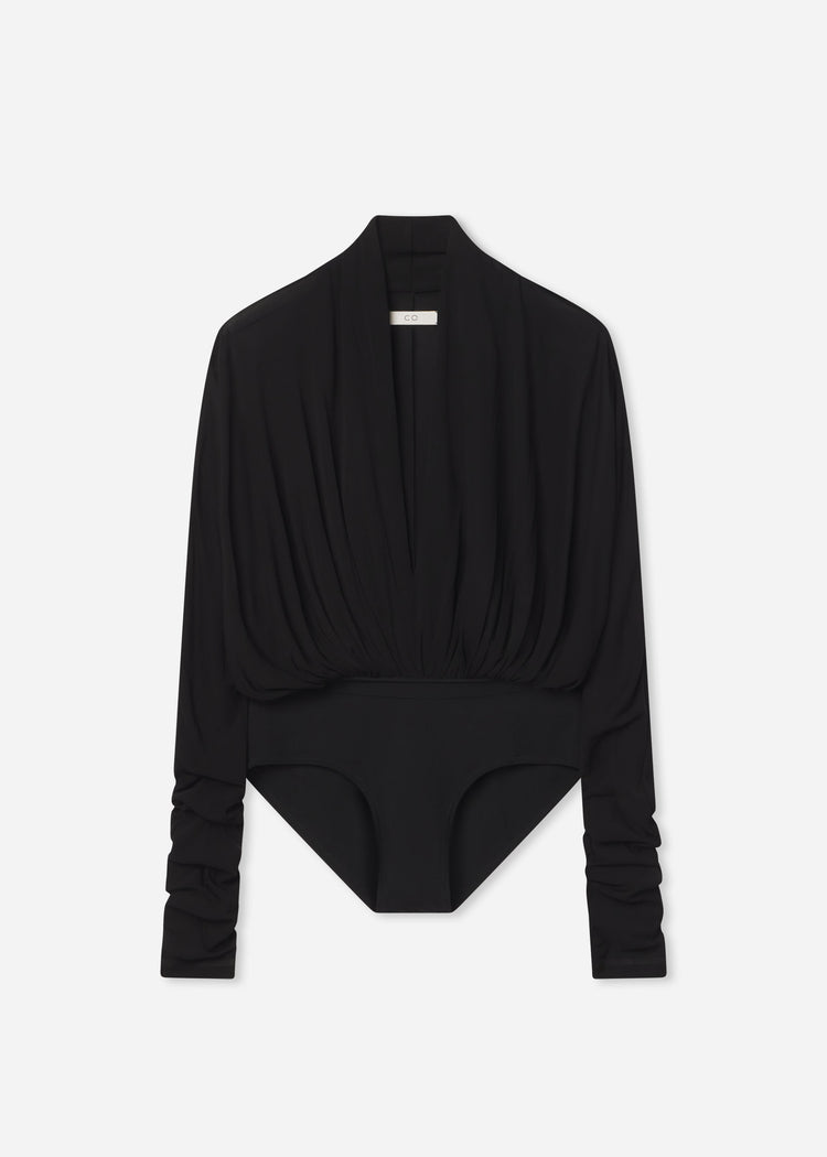 Gathered Bodysuit in Jersey - Black, image 5 of 5