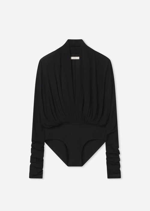 Gathered Bodysuit in Jersey - Black, image 5 of 5