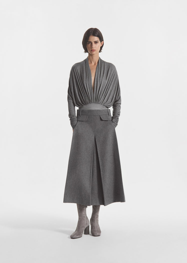 Gathered Bodysuit in Jersey - Grey, image 3 of 5