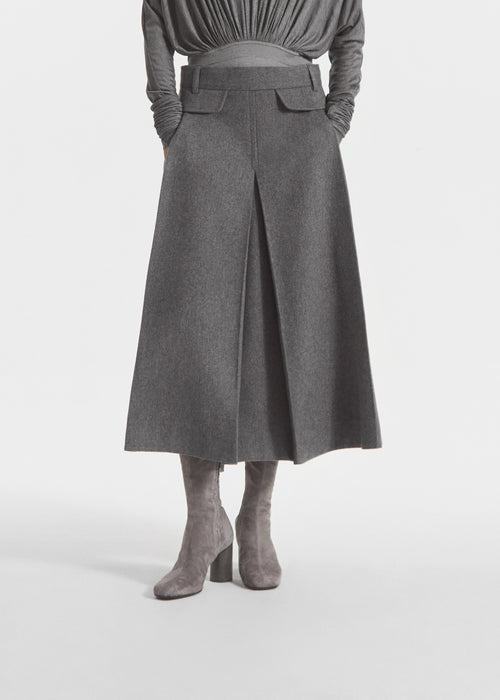 Front Pocket Skirt in Wool Cashmere - Grey Melange, image 1 of 6