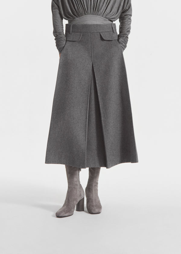 Front Pocket Skirt in Wool Cashmere - Grey Melange, image 1 of 6
