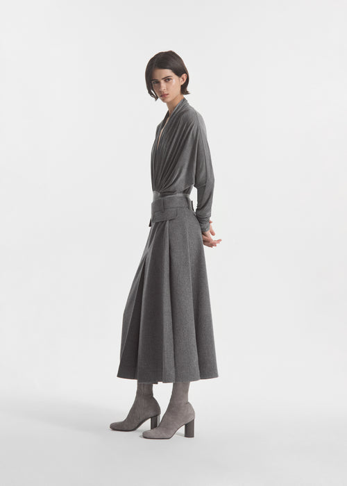 Front Pocket Skirt in Wool Cashmere - Grey Melange, image 5 of 6