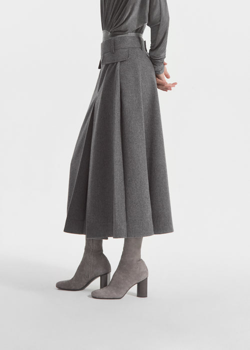 Front Pocket Skirt in Wool Cashmere - Grey Melange, image 2 of 6