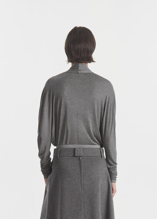 Gathered Bodysuit in Jersey - Grey, image 4 of 5