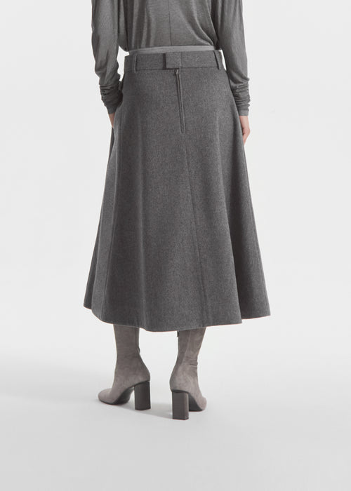 Front Pocket Skirt in Wool Cashmere - Grey Melange, image 3 of 6