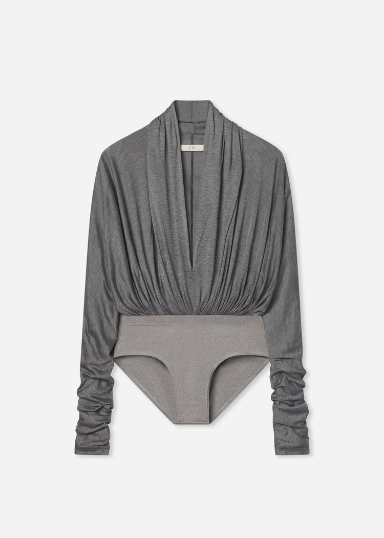 Gathered Bodysuit in Jersey - Grey, image 5 of 5