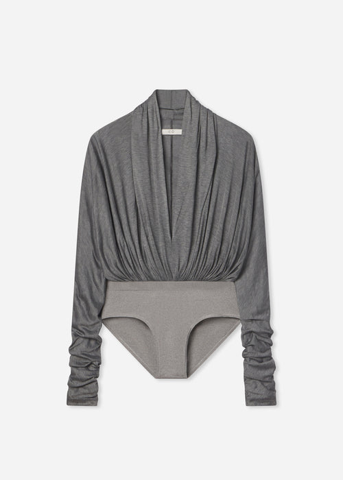 Gathered Bodysuit in Jersey - Grey, image 5 of 5