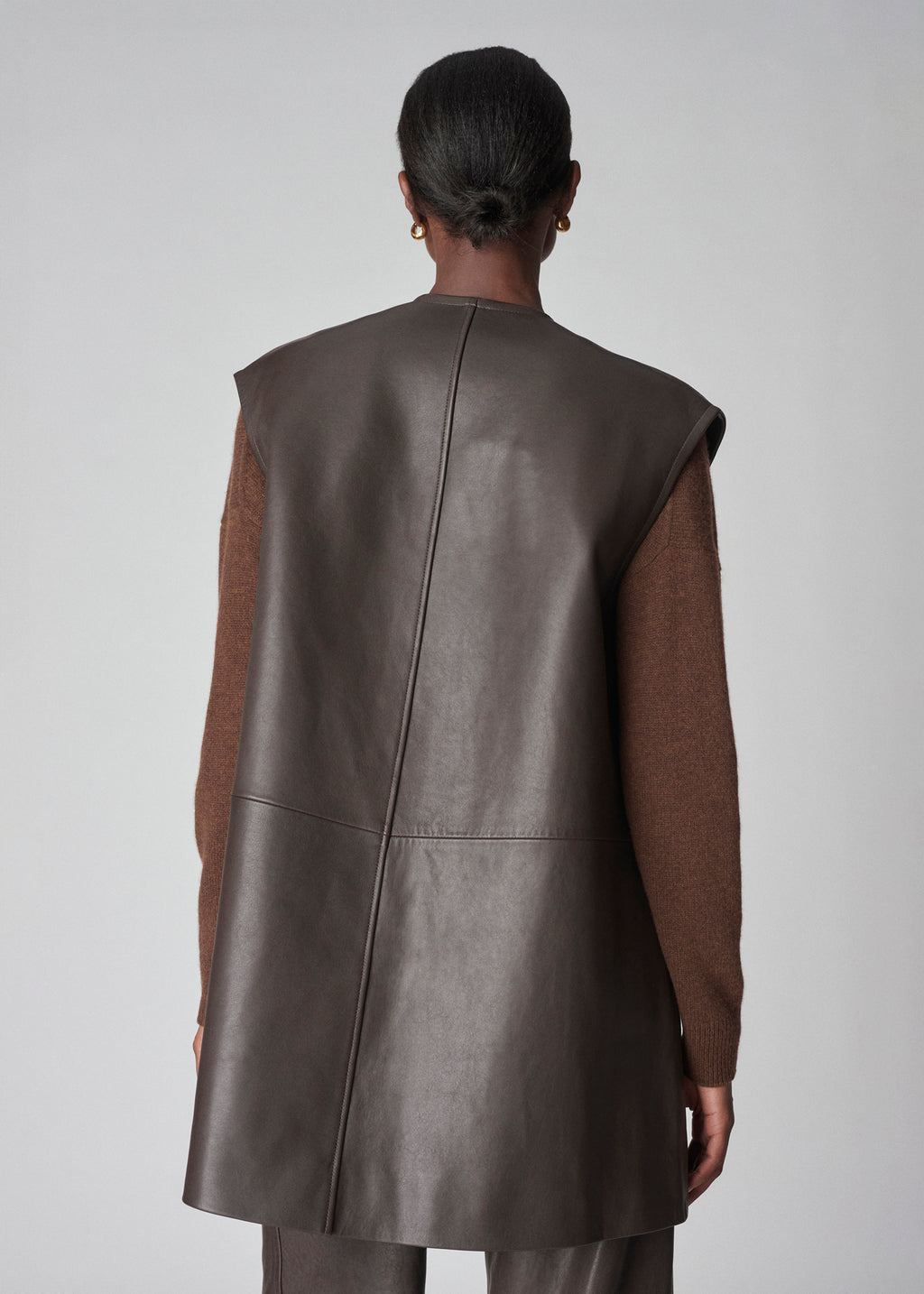 Leather Gilet  - Chocolate - CO