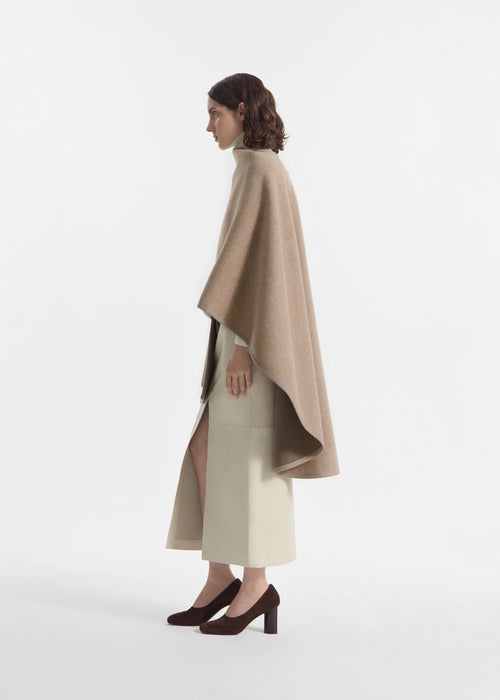 Draped Cape in Wool Cashmere - Taupe, image 4 of 6